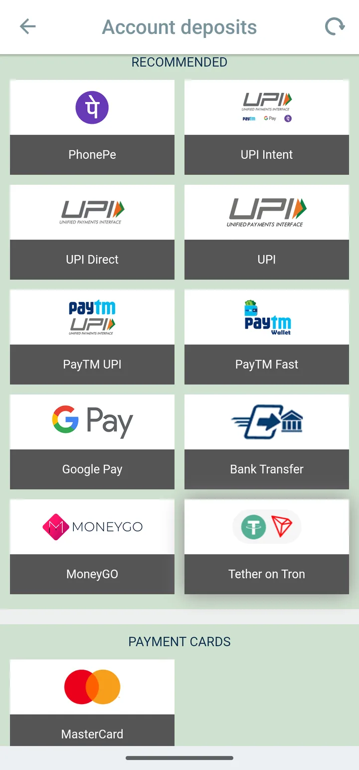 UPI, PhonePe, Paytm and Google Pay deposit options in the Melbet app India